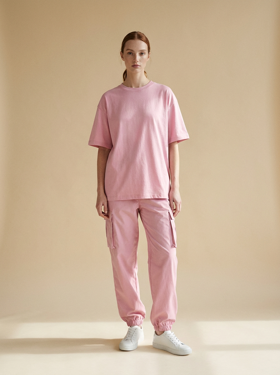 Model wearing The Cargo Trouser Set. Generated image; the manufacturer's own photograph of this garment appears below.